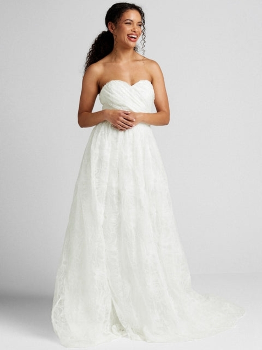 Chi Chi London Strapless Sweetheart Lace Wedding Dress in White US Size 14